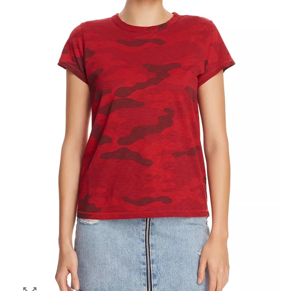rag & bone Red Camouflage Short Sleeve Tee